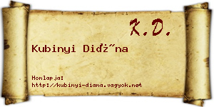 Kubinyi Diána névjegykártya